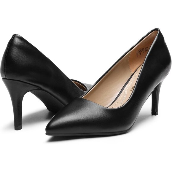 Dream Pair Women's Black-pu Faux Leather Kucci Pointed Toe High Heel Pumps Shoes - Picture 4 of 5
